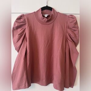 Cuyana Small French Terry Puff Sleeve Top  Rose   LIKE NEW
